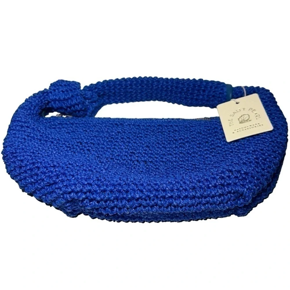 BTB Los Angeles Women’s Cobalt Blue Straw Raffia Lucia Knotted Hobo Bag